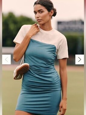 Anthropologie dress Colorblock Teal and Cream Women's Short Sleeve Top dress